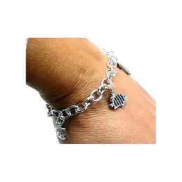 Pulsera plata Ley 925m fetiche 19.5cm. motivos mascotas [AB0973]