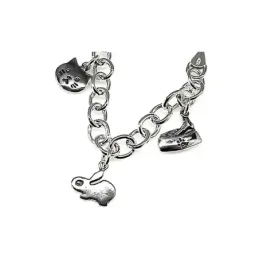 Pulsera plata Ley 925m fetiche 19.5cm. motivos mascotas [AB0973]