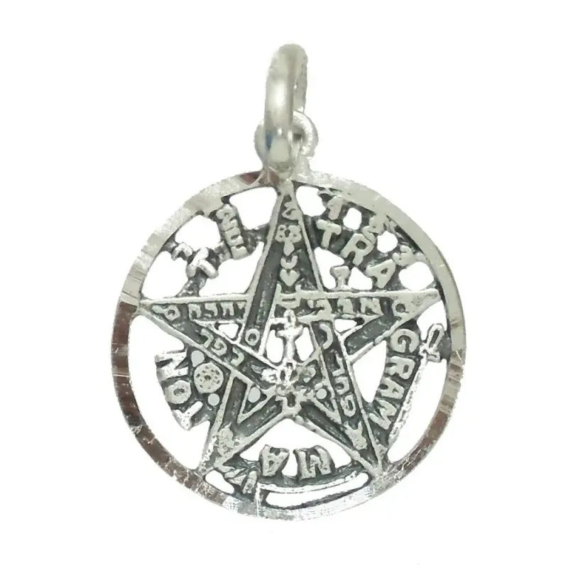 Colgante plata ley 925m tetragramatón 19mm. amuleto. [AB2770]