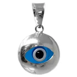 Colgante plata Ley 925m ojo turco 10mm. centro piedra color