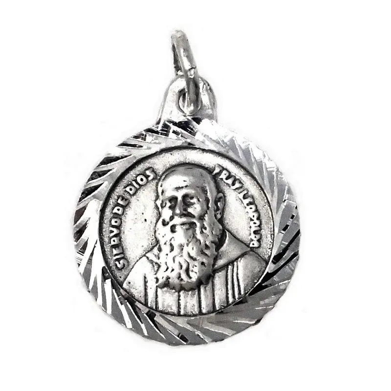 Medalla Plata Ley 925m escapulario 15mm. Fray Leopoldo  [AB9271]