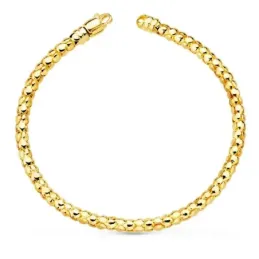 Pulsera oro 18k mujer 20 cm. coreana hueca ancho 4 mm. mosquetón