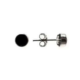 Pendientes plata Ley 925m chatón circonita negra 5mm. mujer cierre presión