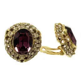 Pendientes bisutería dorados borde multipiedra 29mm. [AB4982]