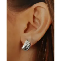 Pendientes plata Ley 925m mujer electroforming forma oval lisos rayas cierre presión