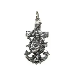 Colgante plata Ley 925m cruz marinera Virgen del Carmen 34mm. unisex ancho 19mm.