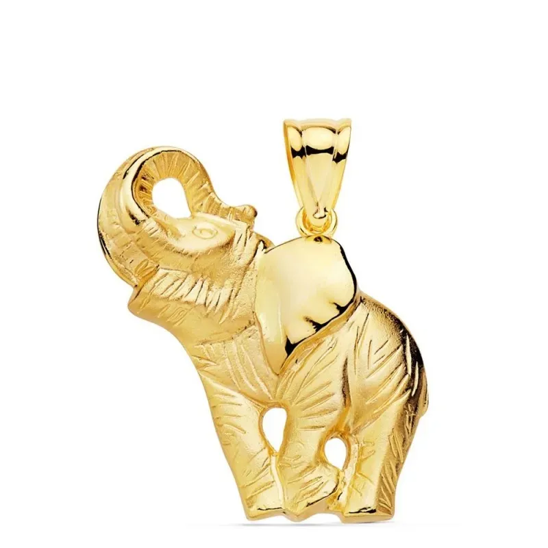 Colgante oro 18k figura elefante 35 mm. detalles realistas