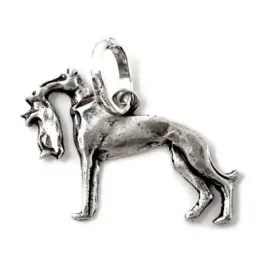 Colgante plata Ley 925m perro 23mm. raza galgo presa boca liso brillo mate