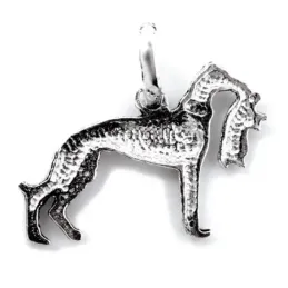Colgante plata Ley 925m perro 23mm. raza galgo presa boca liso brillo mate