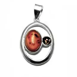 Colgante plata Ley 925m 42mm. ámbar oval calado [AB3879]