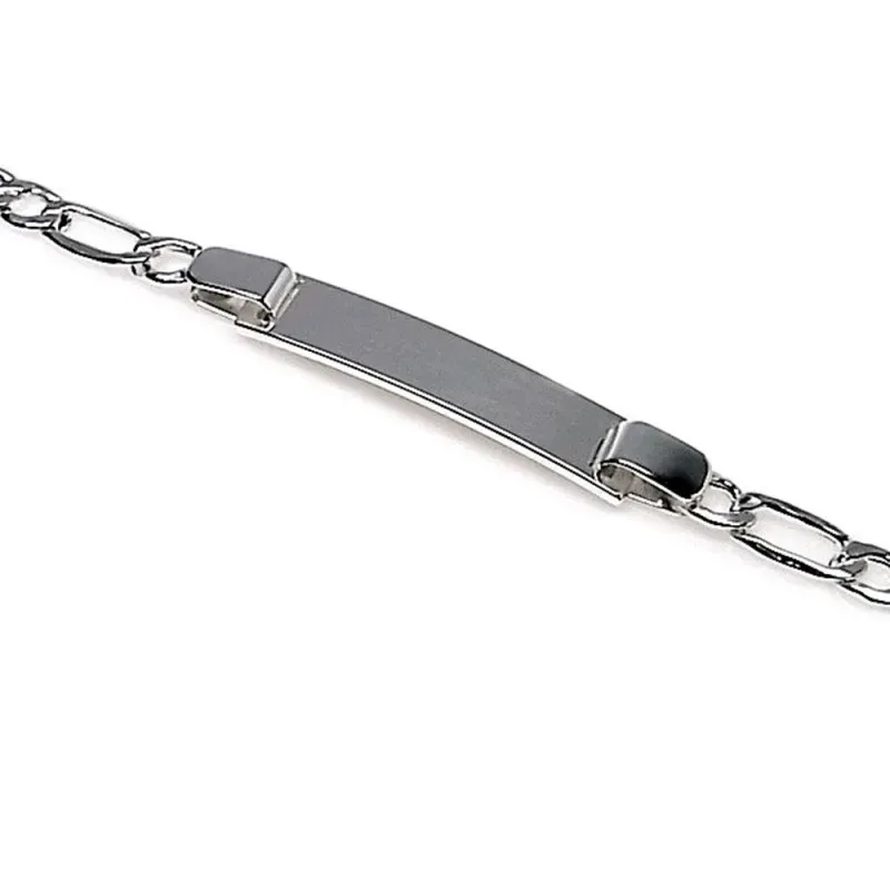 Esclava plata Ley 925m niña 17.5cm. lisa hueca eslabones alternos 3x1 cierre mosquetón