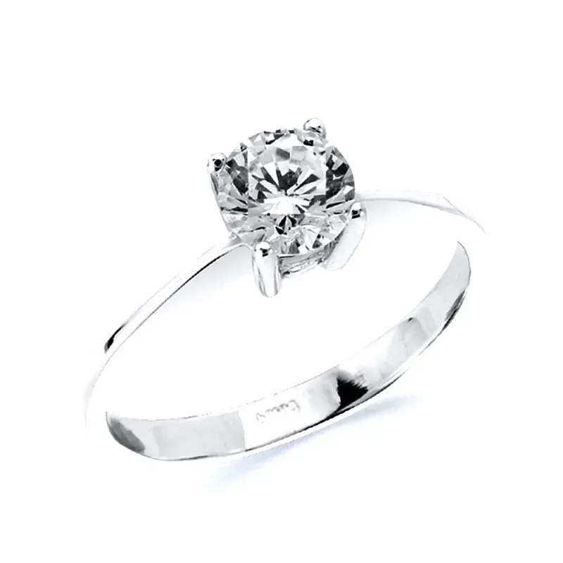 Sortija oro blanco 18k motivo garras circonita 5,5mm. [AB3310]