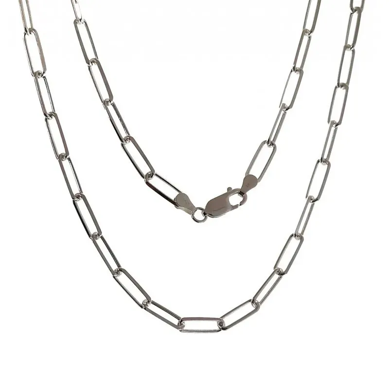 Cadena plata Ley 925m unisex 50 cm. forzada alargada 1.3 cm. reasa