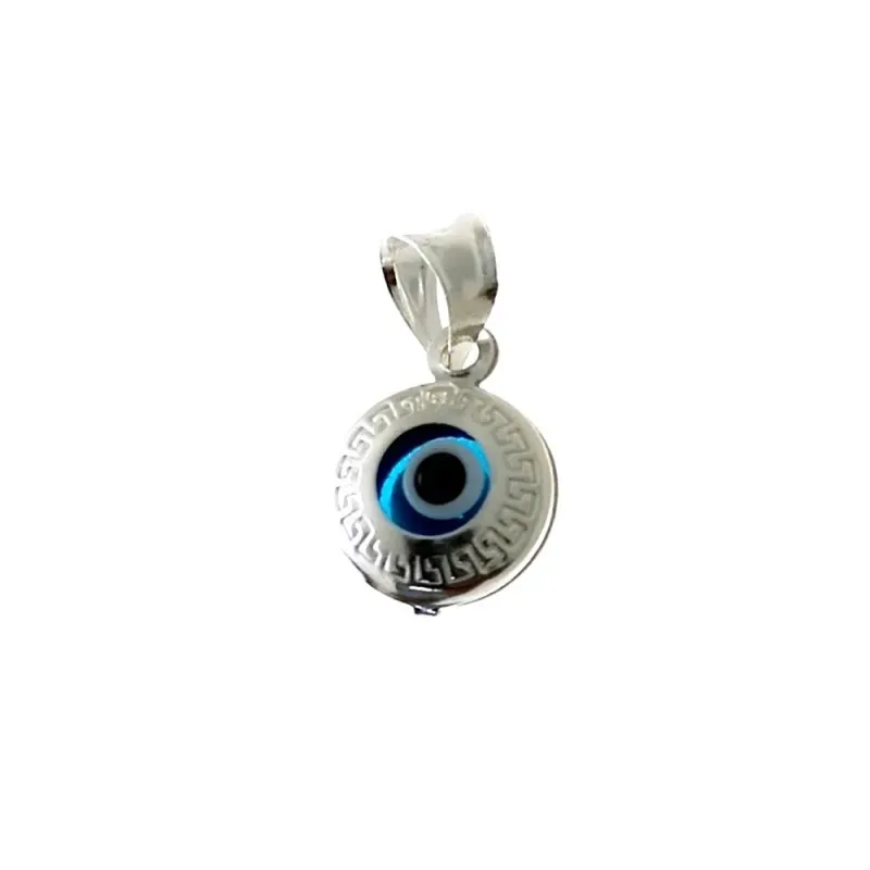 Colgante plata Ley 925m. motivo ojo turco 7mm. detalle greca