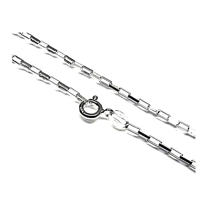 Cadena plata ley 925m lisa 50cm. forzada rectangular [AB0412]