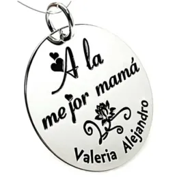 Colgante plata Ley 925m disco - A la mejor mamá - 27mm. [AB3562GR]