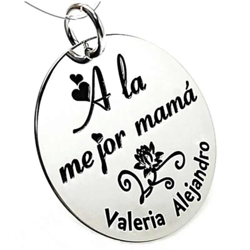 Colgante plata Ley 925m disco - A la mejor mamá - 27mm. [AB3562GR]