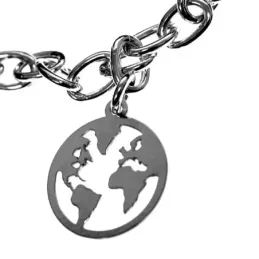 Pulsera plata Ley 925m fetiche 19cm. motivos viaje [AB6198]