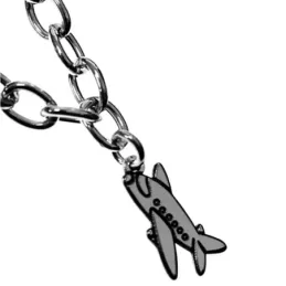 Pulsera plata Ley 925m fetiche 19cm. motivos viaje [AB6198]
