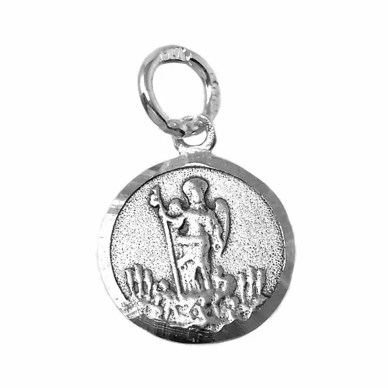 Medalla Plata Ley 925m San Rafael 13mm. cerco bisel brillo [AB9276GR]
