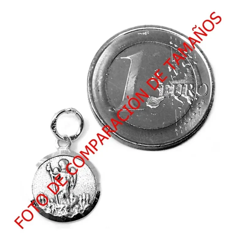 Medalla Plata Ley 925m San Rafael 13mm. cerco bisel brillo [AB9276GR]