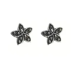 Pendientes plata Ley 925m flor 10mm. piedras marquesitas [AC0575]