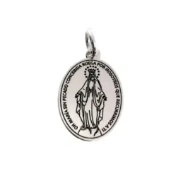 Virgen Milagrosa medalla plata Ley 925m unisex 20 mm. lisa láser
