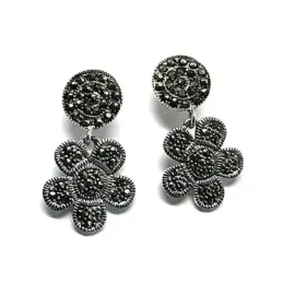 Pendientes plata ley 925m liso piedras marquesitas [AA8871]