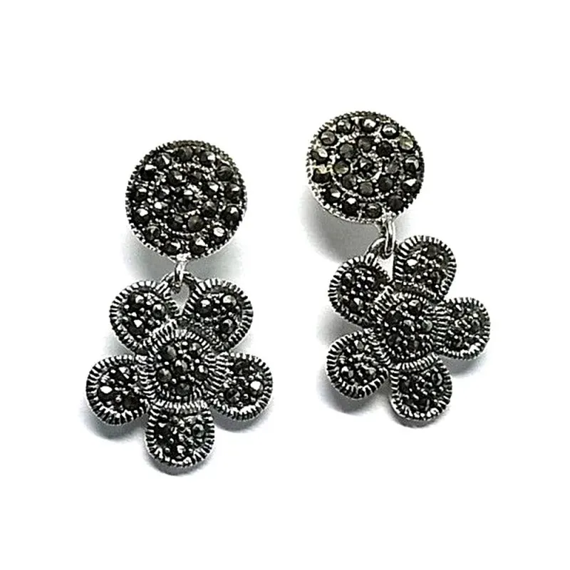 Pendientes plata ley 925m liso piedras marquesitas [AA8871]