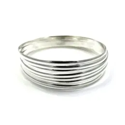 Pulsera aro plata Ley 925m mujer semanario media caña liso 7 aros diámetro 60mm. ancho 4mm.