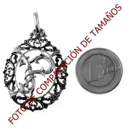 Colgante plata Ley 925m letra P 37mm. chapado oro oxidado [AB7208]