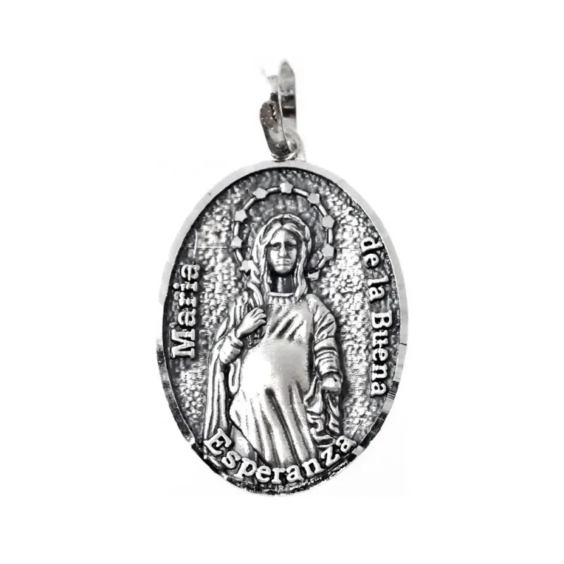Virgen María de la Buena Esperanza embarazada medalla plata Ley 925m