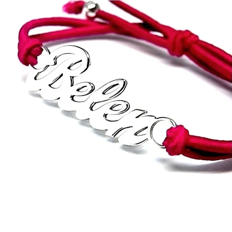 Pulsera plata Ley 925m personalizada lisa adaptable goma elástica colores extremo bolitas