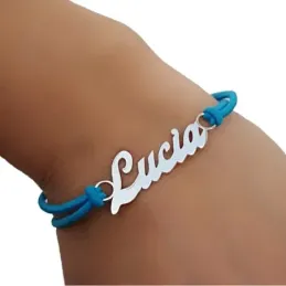 Pulsera plata Ley 925m personalizada lisa adaptable goma elástica colores extremo bolitas