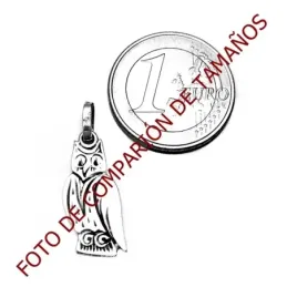 Colgante plata Ley 925m buho amuleto suerte rodiado 22.5mm. [AB4124]