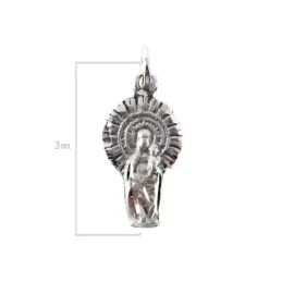 Virgen del Pilar colgante plata Ley 925m maciza 21 mm. detalles talla