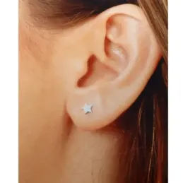 Pendiente suelto plata Ley 925m estrella 5mm. medio par cierre presión mujer