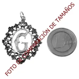 Colgante plata Ley 925m letra G 35mm. chapado oro oxidado [AB7211]