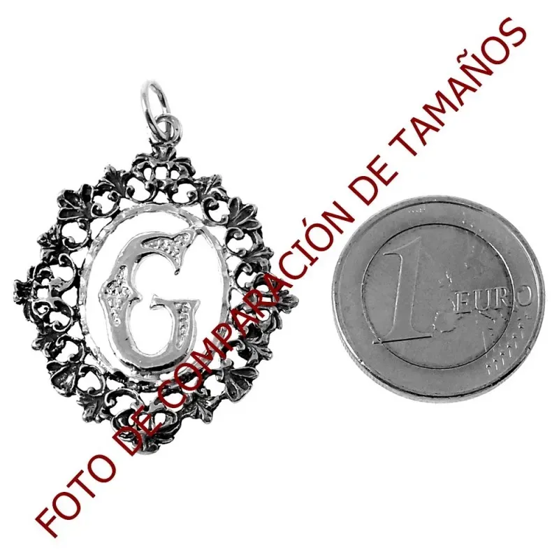 Colgante plata Ley 925m letra G 35mm. chapado oro oxidado [AB7211]