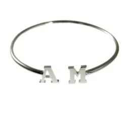 Pulsera brazalete plata Ley 925m lisa 57 mm. doble inicial personaliz