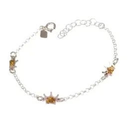 Pulsera plata Ley 925m niña 13.5 cm. detalle corona dorada 7 mm. esma