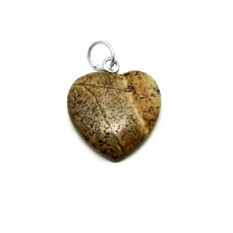 Colgante plata Ley 925m 21mm. corazon piedra marrón [AB3887]
