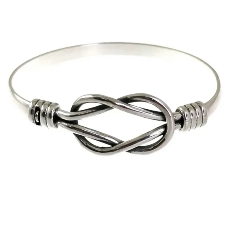 Pulsera plata Ley 925m rígida 70mm. centro nudo marinero macizo unise