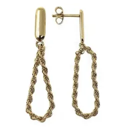 Pendientes metal largos dorados 52mm. lazo cordón. [AB5046]