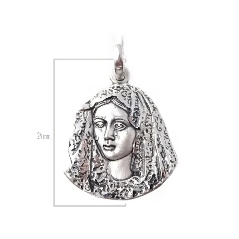 Esperanza de Macarena colgante plata Ley 925m silueta 24 mm. maciza det