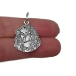 Esperanza de Macarena colgante plata Ley 925m silueta 24 mm. maciza det