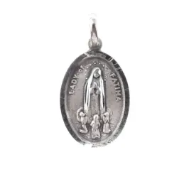 Virgen de Fátima medalla plata Ley 925m colgante 24 mm. maciza ovalad