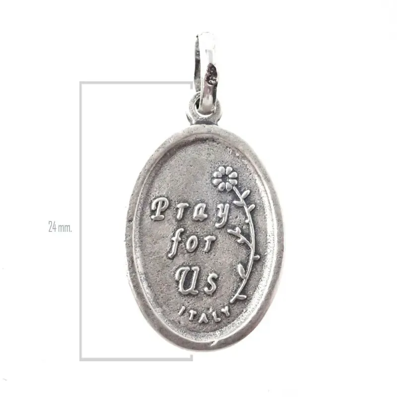 Virgen de Fátima medalla plata Ley 925m colgante 24 mm. maciza ovalad