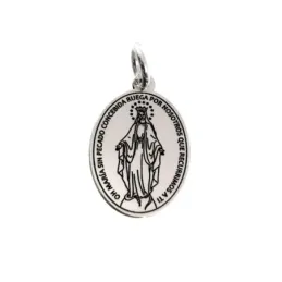 Virgen Milagrosa medalla plata Ley 925m unisex 20 mm. lisa láser