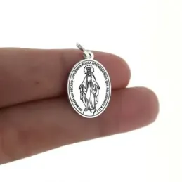 Virgen Milagrosa medalla plata Ley 925m unisex 20 mm. lisa láser